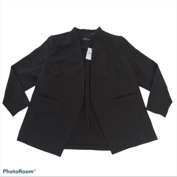 BAGATELLE Open Front Crepe Blazer Black Size 1X - Picture 3 of 12